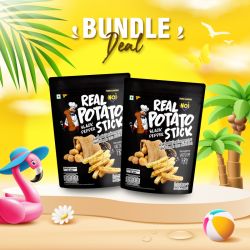มันฝรั่งแท้ทอดกรอบชนิดแท่งรสพริกไทยดำ 100 กรัม (Bundle Deal 2 ซอง 100 บาท)