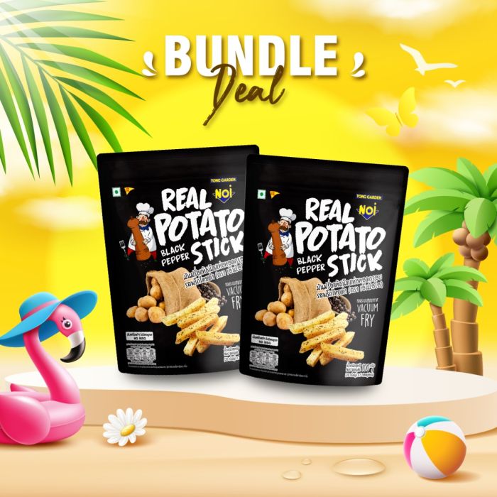 มันฝรั่งแท้ทอดกรอบชนิดแท่งรสพริกไทยดำ 100 กรัม (Bundle Deal 2 ซอง 100 บาท)