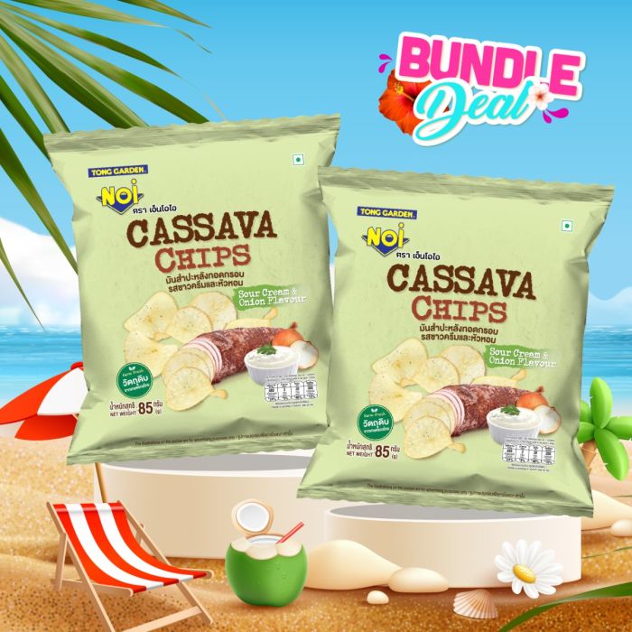 NOI มันสำปะหลังทอดกรอบรสซาวครีมและหัวหอม 85 กรัม (โปรโมชั่นแพ็กคู่: 2 ซอง)